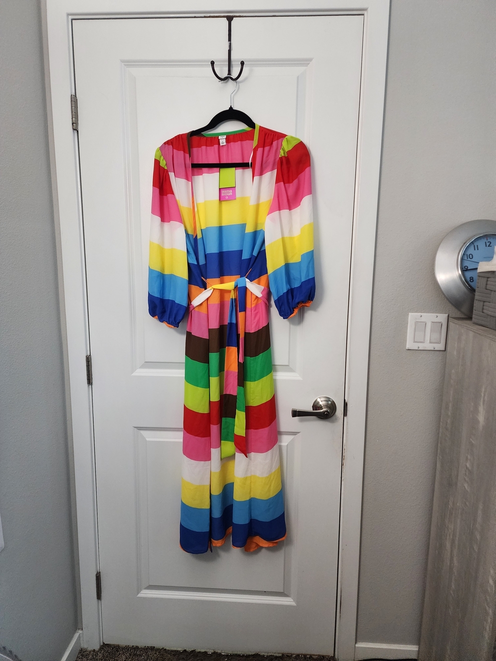 Tabitha Brown Multicolor Rainbow Striped Swim Coverup with Tie Belt